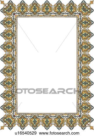 Pretty green, yellow and blue arabesque Border View Large Clip Art Graphic Clip Art - Pretty green, yellow and blue arabesque Border. Fotosearch