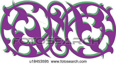 Clipart - Purple and Green Arabesque Design. Fotosearch