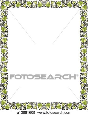 Clipart - Purple and green leaf and vine victorian Border. Fotosearch