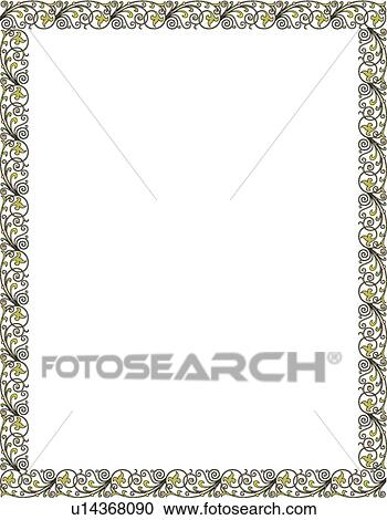 Clipart - Purple and green leaf victorian Border. Fotosearch