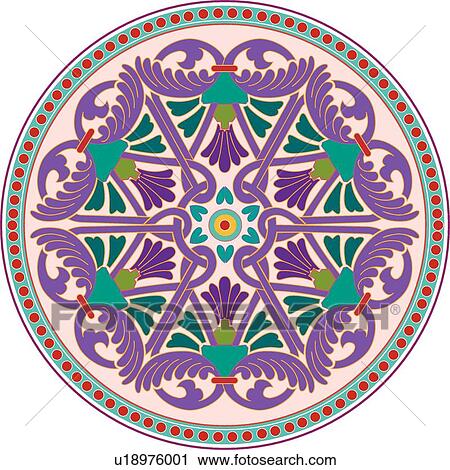 Purple and Green Round Design Ornament View Large Clip Art Graphic Clipart - Purple and Green Round Design Ornament. Fotosearch