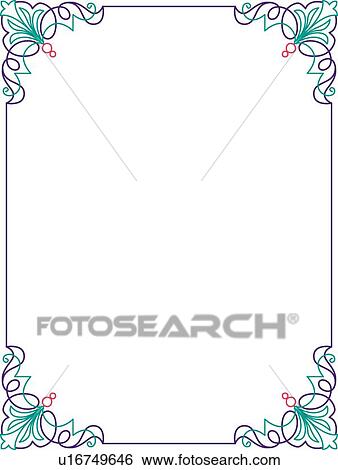 Clip Art - Purple and Teal Border with Decorative Corners. Fotosearch