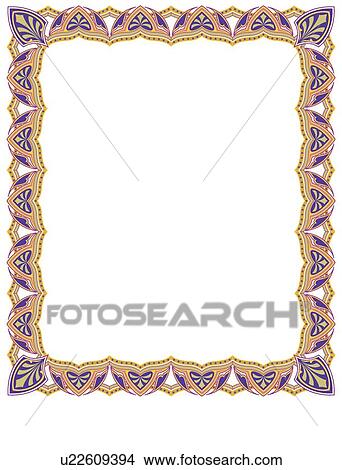 Clipart - Purple, Brown and Tan Baroque Border. Fotosearch