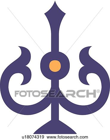 Clip Art - Purple design with orange circle. Fotosearch