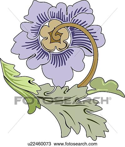 Purple flower and green leaves View Large Clip Art Graphic Clipart - Purple flower and green leaves . Fotosearch
