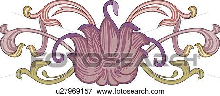 Purple Flower Design Ornament View Large Clip Art Graphic Clip Art - Purple Flower Design Ornament. Fotosearch