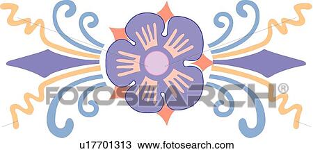 Purple flower with blue and tan lines View Large Clip Art Graphic Clipart - Purple flower with blue and tan lines. Fotosearch