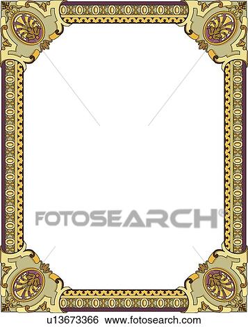 Purple, gold and yellow victorian Border with decorative corners View Large Clip Art Graphic Clip Art - Purple, gold and yellow victorian Border with decorative corners. Fotosearch