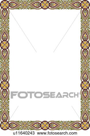 Clipart - Purple, green and orange victorian Border . Fotosearch