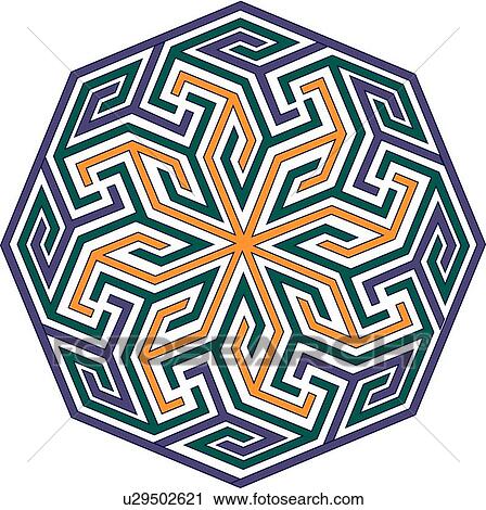Purple green orange octagon View Large Clip Art Graphic Clipart - Purple green orange octagon . Fotosearch