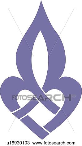 Purple heart and flame View Large Clip Art Graphic Clipart - Purple heart and flame . Fotosearch