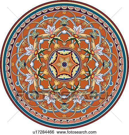 Clip Art - Purple, orange and burgundy round Design Ornament. Fotosearch