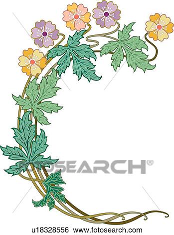 Purple, orange and green curved flower Design Ornament View Large Clip Art Graphic Clip Art - Purple, orange and green curved flower Design Ornament. Fotosearch