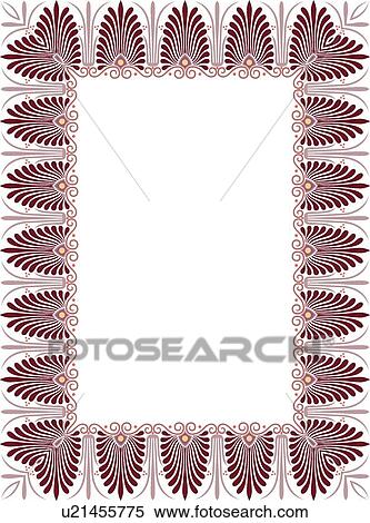 Clipart - Purple, orange and red plume pattern victorian Border. Fotosearch
