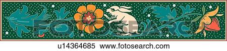 Clipart - Rabbit and Flower Design Ornament. Fotosearch