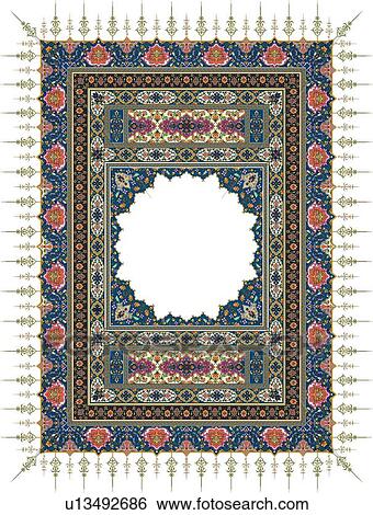 Rectangle blue, yellow, red and gold Arabesque Design with circular copy space View Large Clip Art Graphic Clip Art - Rectangle blue, yellow, red and gold Arabesque Design with circular copy space. Fotosearch