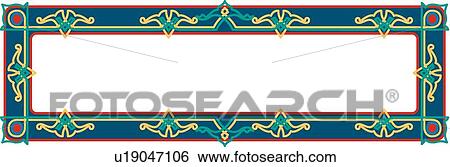 Clip Art - Rectangle header with gold teal and pink detail . Fotosearch