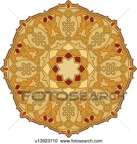 Clipart - Red and gold leaf design . Fotosearch