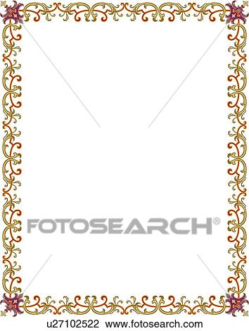 Red and gold leaf victorian Border View Large Clip Art Graphic Clipart - Red and gold leaf victorian Border. Fotosearch
