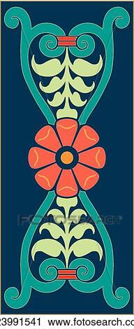 Red and Green Floral Design Ornament View Large Clip Art Graphic Clipart - Red and Green Floral Design Ornament. Fotosearch