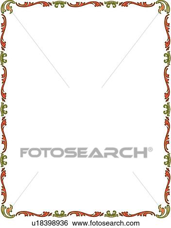 Red and green leaf victorian Border View Large Clip Art Graphic Clip Art - Red and green leaf victorian Border. Fotosearch
