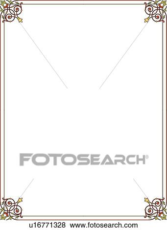 Clip Art - Red and green lined Border with decorative borders. Fotosearch
