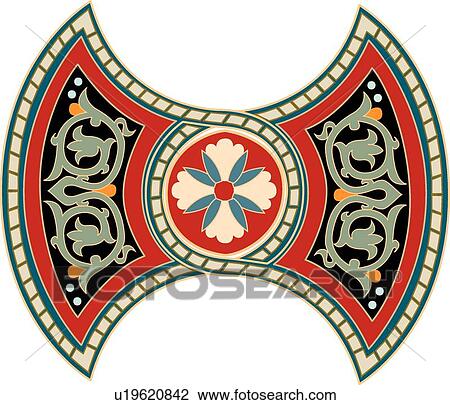 Red, Black, Tan and Green Arabesque Design View Large Clip Art Graphic Clipart - Red, Black, Tan and Green Arabesque Design. Fotosearch