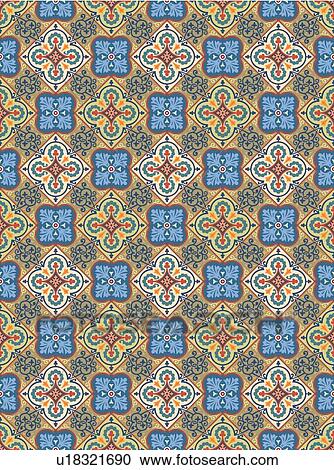 Clipart - Red, Blue and Brown Vintage Background Pattern. Fotosearch