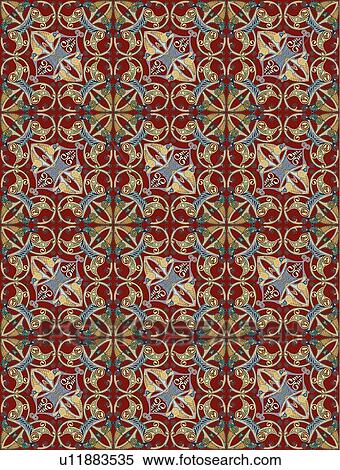 Clipart - Red blue and cream fancy background pattern . Fotosearch