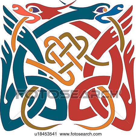 Red, blue and orange square snake Design Ornament View Large Clip Art Graphic Clipart - Red, blue and orange square snake Design Ornament. Fotosearch