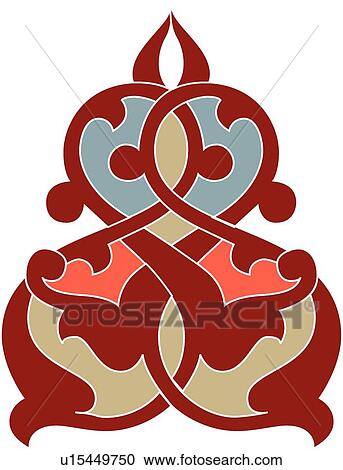 Red, Blue and Tan Arabesque Design View Large Clip Art Graphic Clipart - Red, Blue and Tan Arabesque Design. Fotosearch