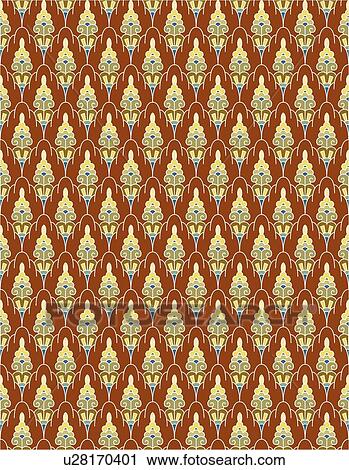 Clipart - Red blue and yellow fancy background pattern. Fotosearch