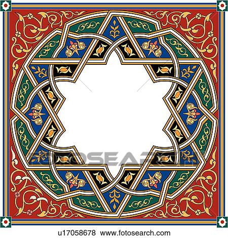 Red, blue, green and black Square Arabesque frame View Large Clip Art Graphic Clip Art - Red, blue, green and black Square Arabesque frame. Fotosearch