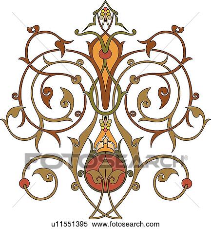 Red, Brown and Orange Fancy Arabesque Design View Large Clip Art Graphic Clipart - Red, Brown and Orange Fancy Arabesque Design. Fotosearch