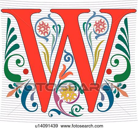 Clip Art - Red Capital letter W. Fotosearch