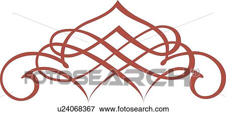 Clip Art - Red Curved Line Printer Ornament. Fotosearch