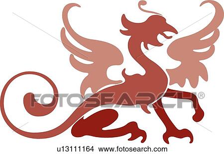 Red dragon View Large Clip Art Graphic Clipart - Red dragon . Fotosearch