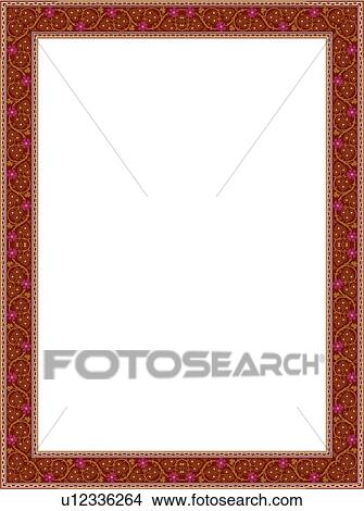 Clipart - Red flower and leaf victorian Border. Fotosearch