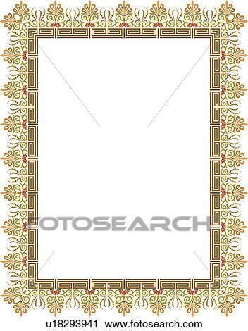 Clipart - Red, gold and orange victorian Border. Fotosearch
