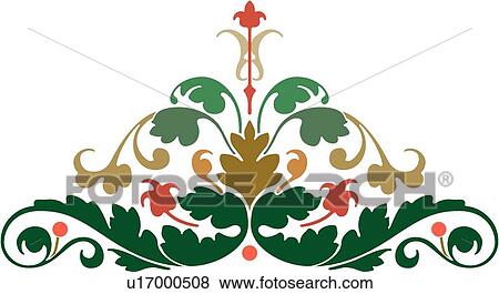 Clip Art - Red, Green and Brown Leaf Embellishment. Fotosearch