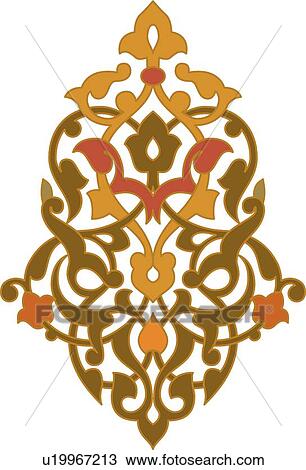 Red green and gold floral design View Large Clip Art Graphic Clipart - Red green and gold floral design . Fotosearch