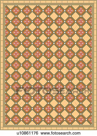Clip Art - Red, Green and Tan Vintage Background Pattern. Fotosearch