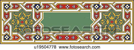 Red, Green and Yellow Arabesque Design View Large Clip Art Graphic Clip Art - Red, Green and Yellow Arabesque Design. Fotosearch