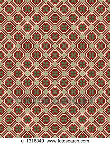 Clip Art - Red green peach diamond background pattern. Fotosearch