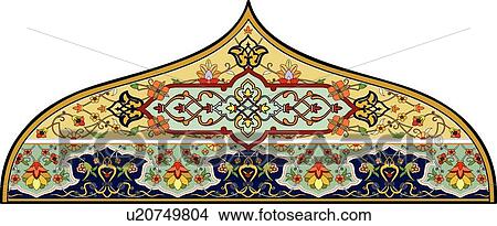 Red, green, yellow and black Arabesque header View Large Clip Art Graphic Clipart - Red, green, yellow and black Arabesque header. Fotosearch