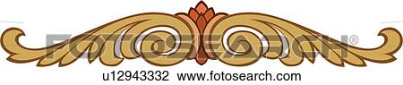 Clipart - Red, orange and gold header Design Ornament. Fotosearch