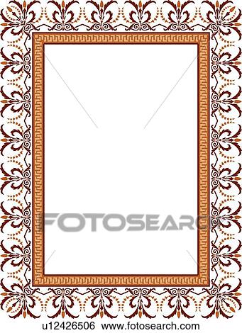 Red, orange and gold leaf pattern victorian Border View Large Clip Art Graphic Clip Art - Red, orange and gold leaf pattern victorian Border. Fotosearch