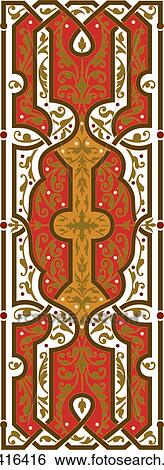 Clip Art - Red, orange and gold rectangle Design Ornament. Fotosearch