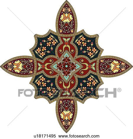 Clipart - Red, orange, black and brown Arabesque Design. Fotosearch