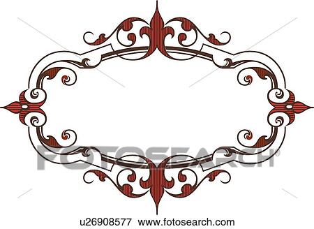 Clip Art - Red oval fancy frame. Fotosearch